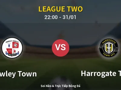 Soi Kèo Crawley Town vs Harrogate Town – 22:00 31/01 | Nhận Định, Dự Đoán Tỷ Số
