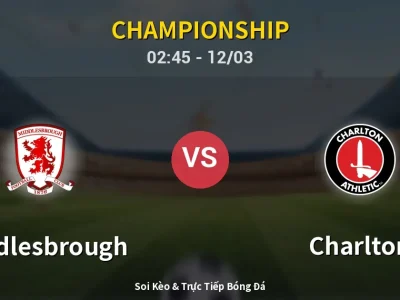 Kết Quả: Middlesbrough 0-1 Charlton – Highlight & Bàn Thắng | Championship