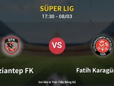 Kết Quả: Gaziantep FK 1-1 Fatih Karagümrük – Highlight & Bàn Thắng | Süper Lig
