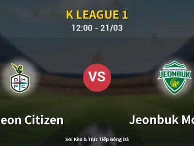Soi Kèo Daejeon Citizen vs Jeonbuk Motors – 12:00 21/03 | Nhận Định, Dự Đoán Tỷ Số