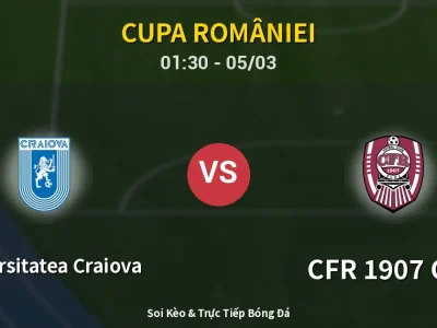 Kết Quả: Universitatea Craiova 3-1 CFR 1907 Cluj – Highlight & Bàn Thắng | Cupa României