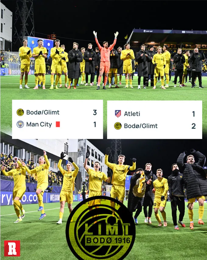 Bodo/Glimt liên tiếp đánh bại Man City và Atletico